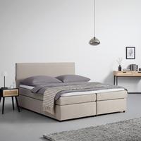 Boxpringová posteľ s toperom, 180x200 cm, béžová - čierna/béžová, Modern, drevo/textil (180/200cm) - Bessagi Home