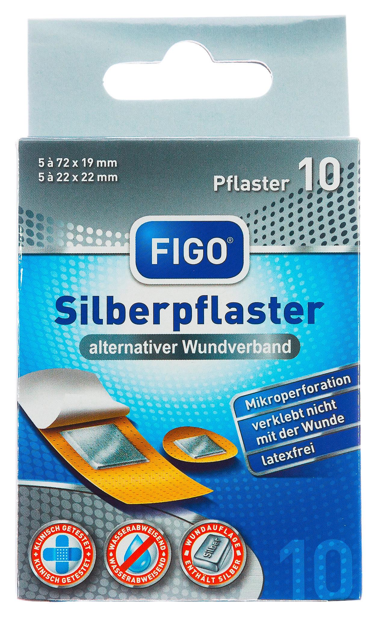 Pflaster-Strips Figo 10 Stk. Silberpflaster Wasserdicht - Silberfarben, Basics, Kunststoff (12/7,5/2cm)