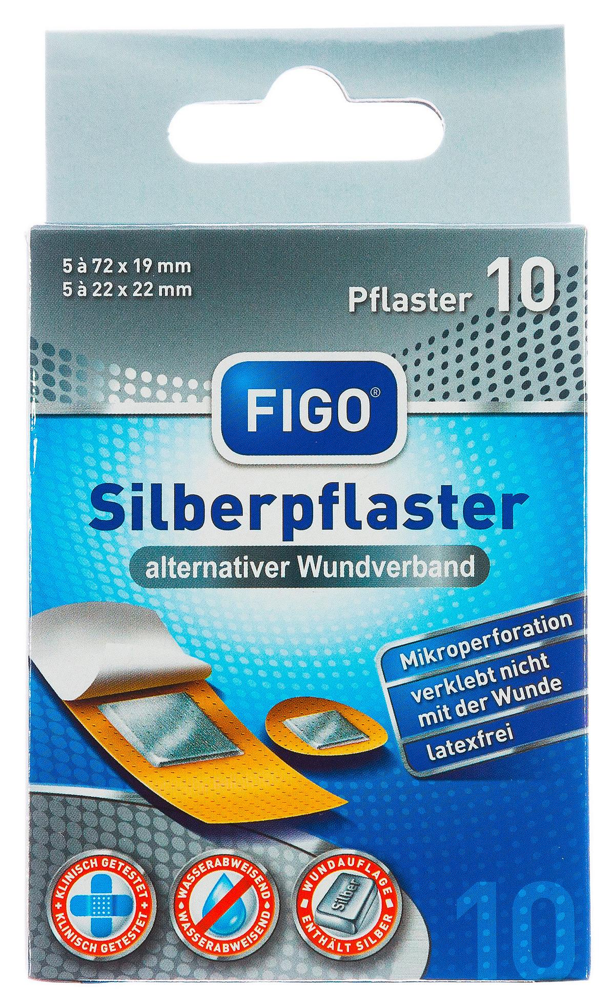Pflaster-strips Figo 10 Stk. Silberpflaster Wasserdicht - Silberfarben, Basics, Kunststoff (12/7,5/2cm)