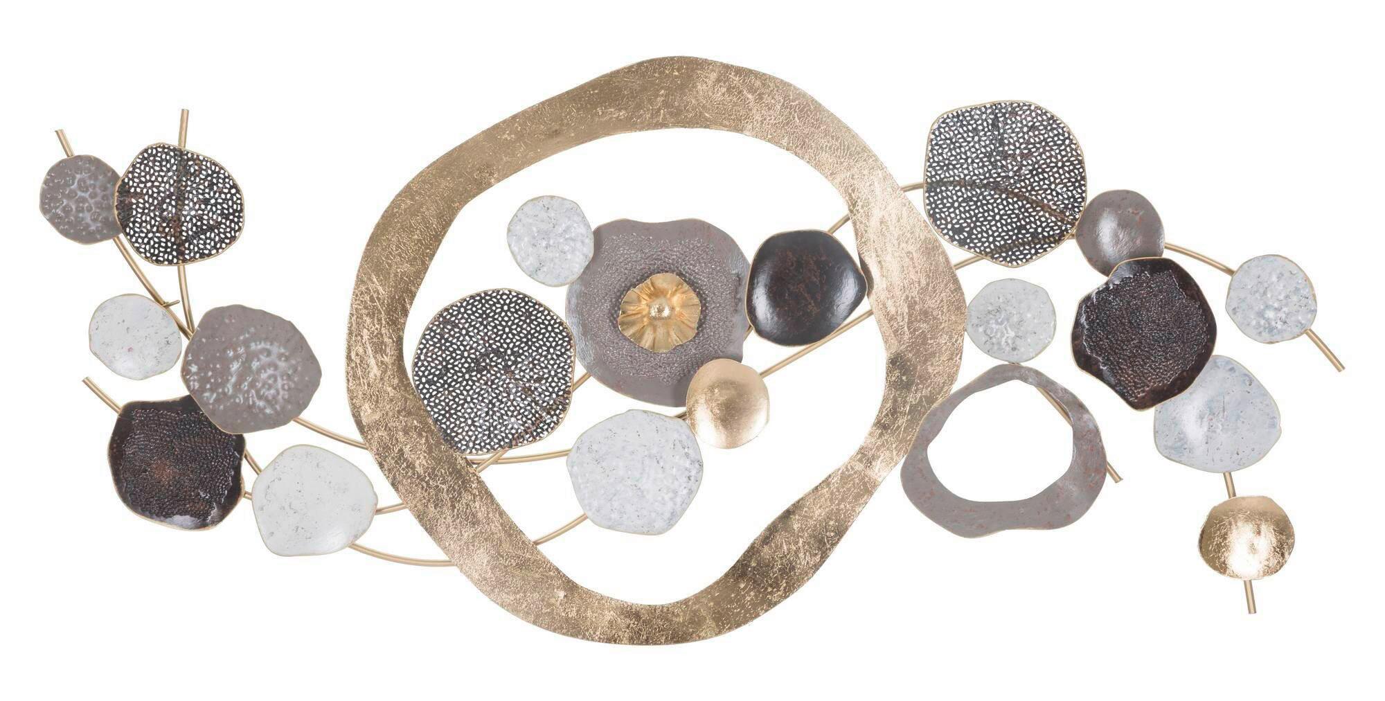 Wanddeko Indry Gold, Grau, Weiß B: 121 cm - Goldfarben/Weiß, Basics, Metall (121/54.6/5.7cm)