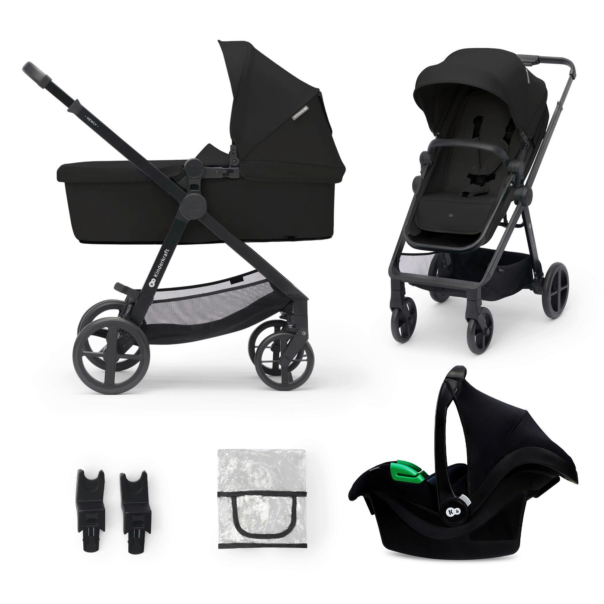 Kinderwagenset Newly 3 IN 1 Schwarz, B/H/T: 54x100x94cm - Schwarz, Basics, Metall (54/100/94cm) - Kinderkraft