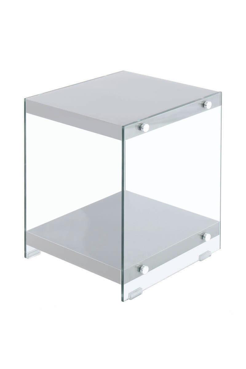 Beistelltisch Mit Ablage Elementary Grau - Klar/Grau, Basics, Glas/Holzwerkstoff (35/35/45cm) - Kayoom