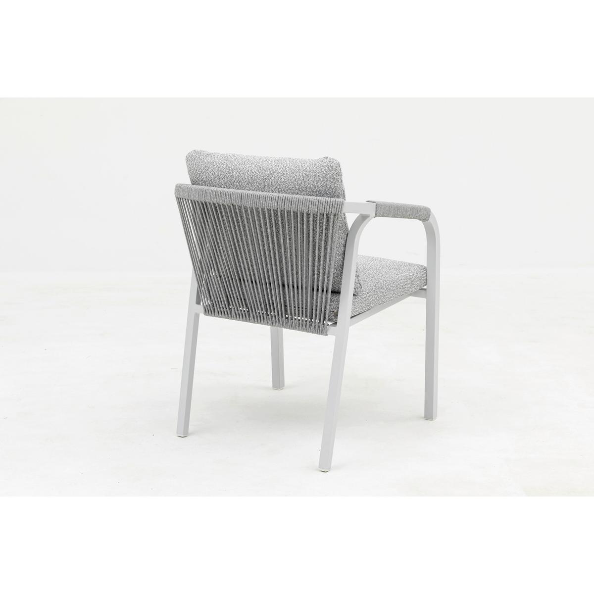 DINING-LOUNGESET HARVEY XL - Weiß/Grau, MODERN, Glas/Textil - Gardenson