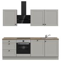 Kuchyňská linka 240 cm, kamenná sivá supermatná - šedá/černá, Moderní, kov/kompozitní dřevo (240cm) - Nobilia