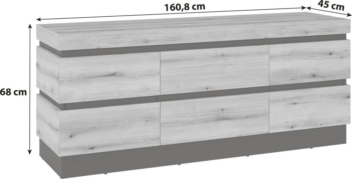 Tv-element Corte Grau/eiche Dekor B: 161,8 Cm - Eichefarben/Grau, Trend, Holzwerkstoff (160,8/68/45cm)