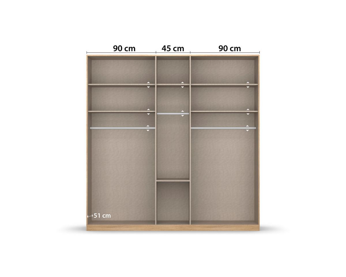Drehtürenschrank Mit Spiegel B: 226 cm Bingen Weiß - Weiß, MODERN, Holzwerkstoff (226/229/54cm) - Rauch Möbel