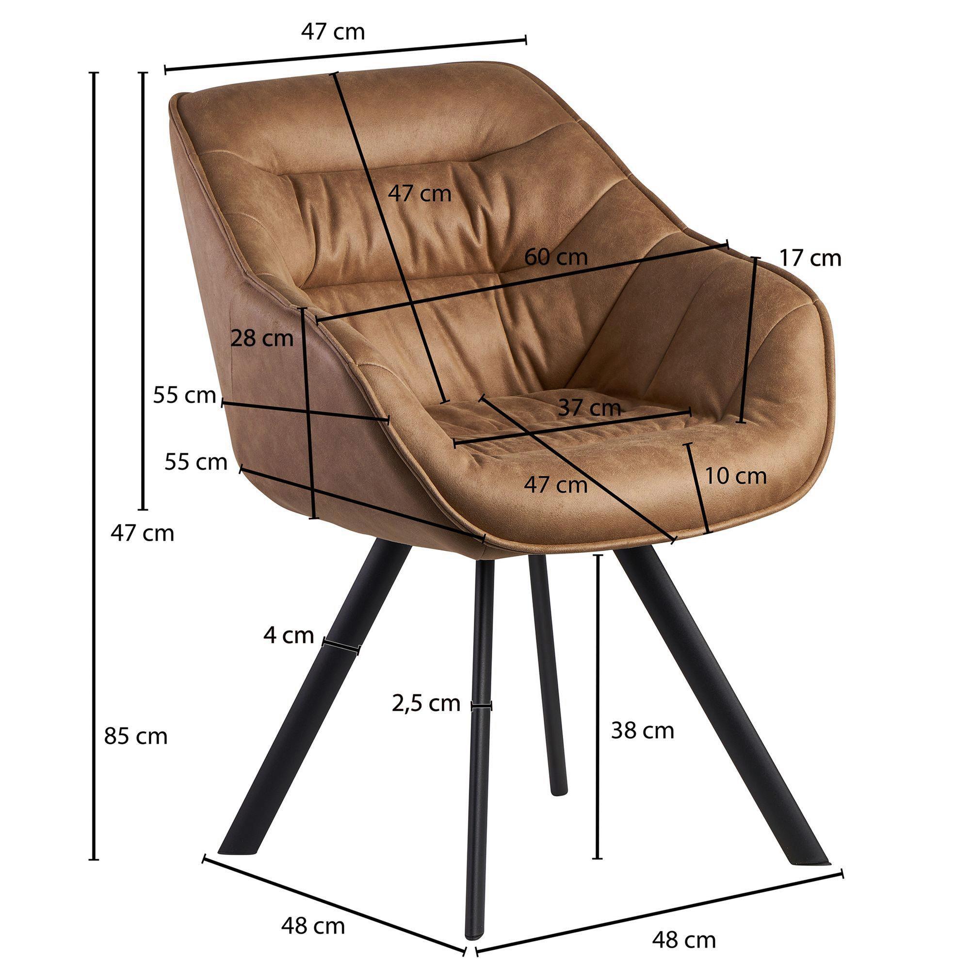 Stolička s podrúčkami WOHNLING hnedá - čierna/béžová, Modern, kov/textil (60/85/64cm) - MID.YOU