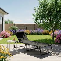 Sonnenliege Aluminium Schwarz LxBxH: 193x67x32 cm - Schwarz, Basics, Kunststoff/Textil (193/67/32cm)