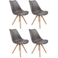 Schalenstuhl-set 4er Levi Grau Lederlook Echtholz Beine - Eichefarben/Grau, MODERN, Holz/Kunststoff (48/81/57cm) - Ondega