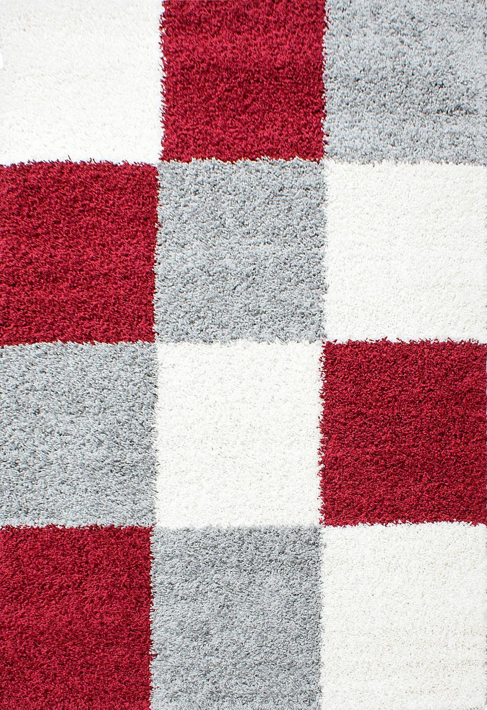 Hochflor Teppich Rot Life 160x230 cm - Rot/Hellgrau, KONVENTIONELL, Textil (160/230cm) - Novel