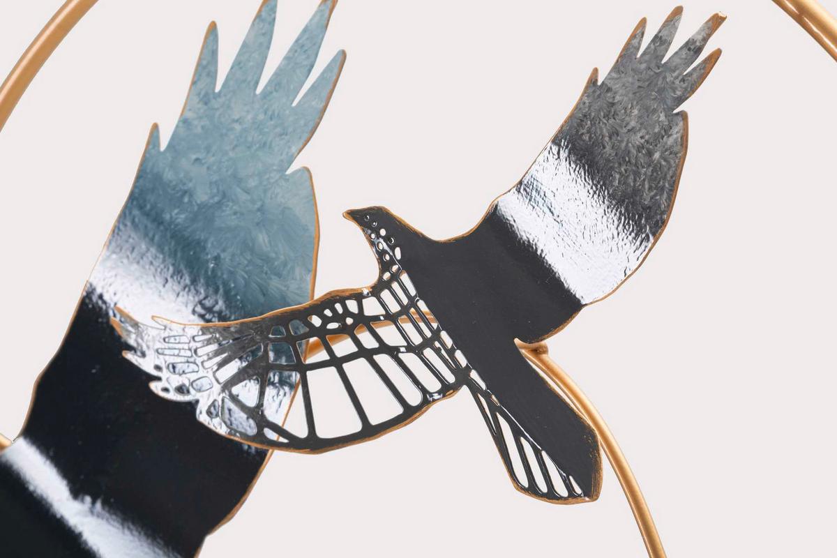 Wanddeko Bird Silber/goldfarben B: 91 Cm - Basics, Metall (91/50/7cm)