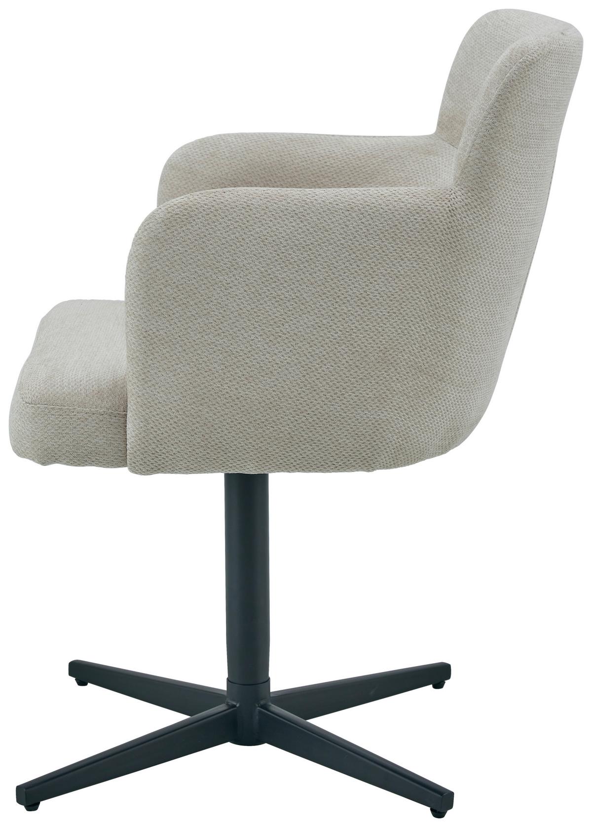 Armlehnstuhl Matteo Webstoff Beige, B: 58,5 Cm - Beige/Schwarz, KONVENTIONELL, Holz/Textil (58,5/85/63cm) - Livetastic