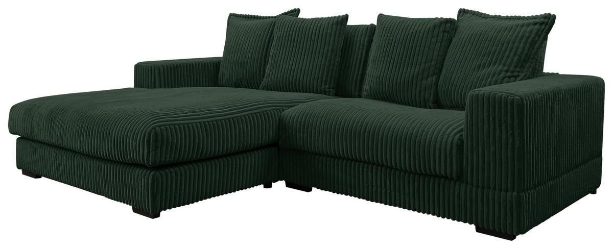 Ecksofa Funny - Dunkelgrün/Schwarz, Design, Textil (195/285cm) - MID.YOU