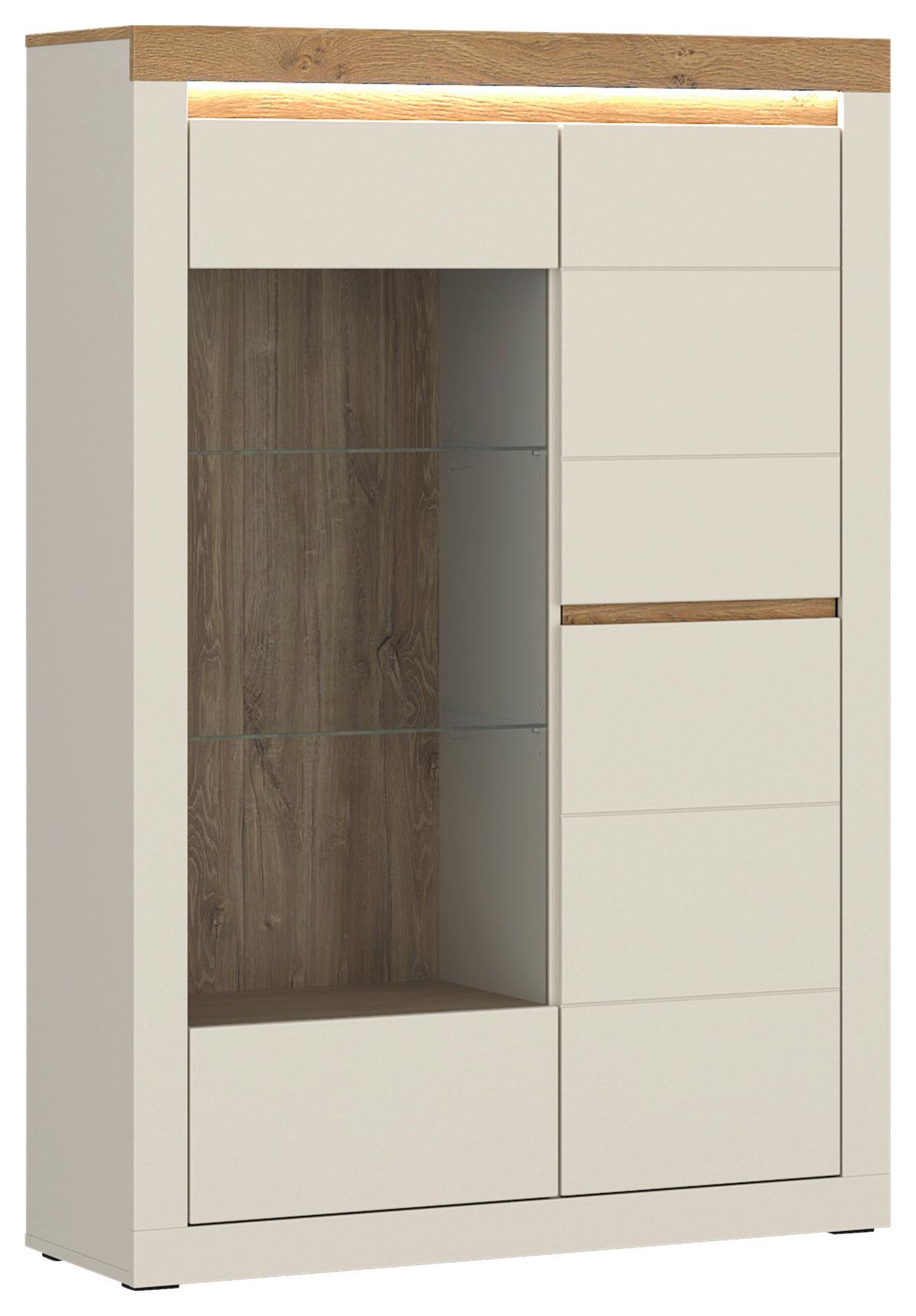 Vitrine Naxxar Eichefarben/kaschmir B:104,2 - Kaschmir/Eichefarben, Trend, Glas/Holzwerkstoff (104,2/156,3/39,6cm)