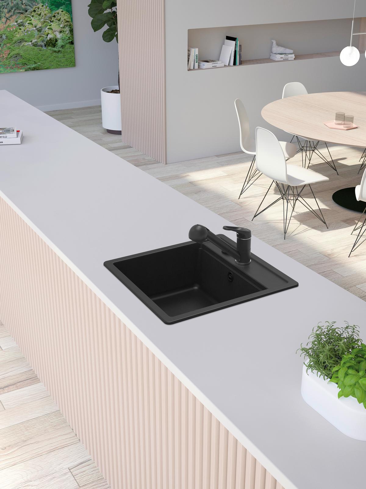 Granitový drez SISTANT LAGOS N-100S - čierna, Modern, kameň (49/51cm) - Sistant