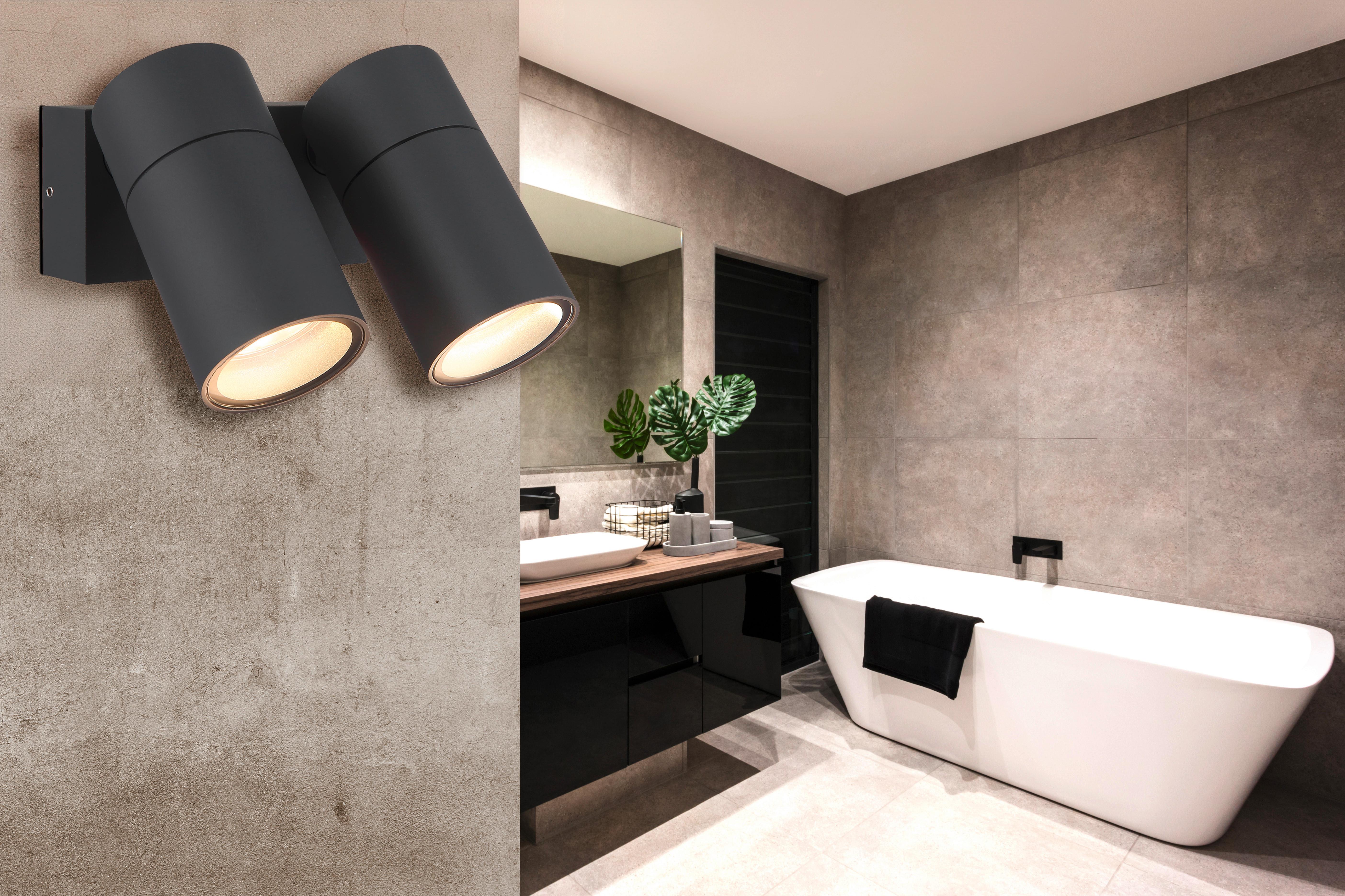 Außenleuchte 3209-2 - Klar/Anthrazit, Design, Glas/Kunststoff (15/10,5/11,8cm) - Globo