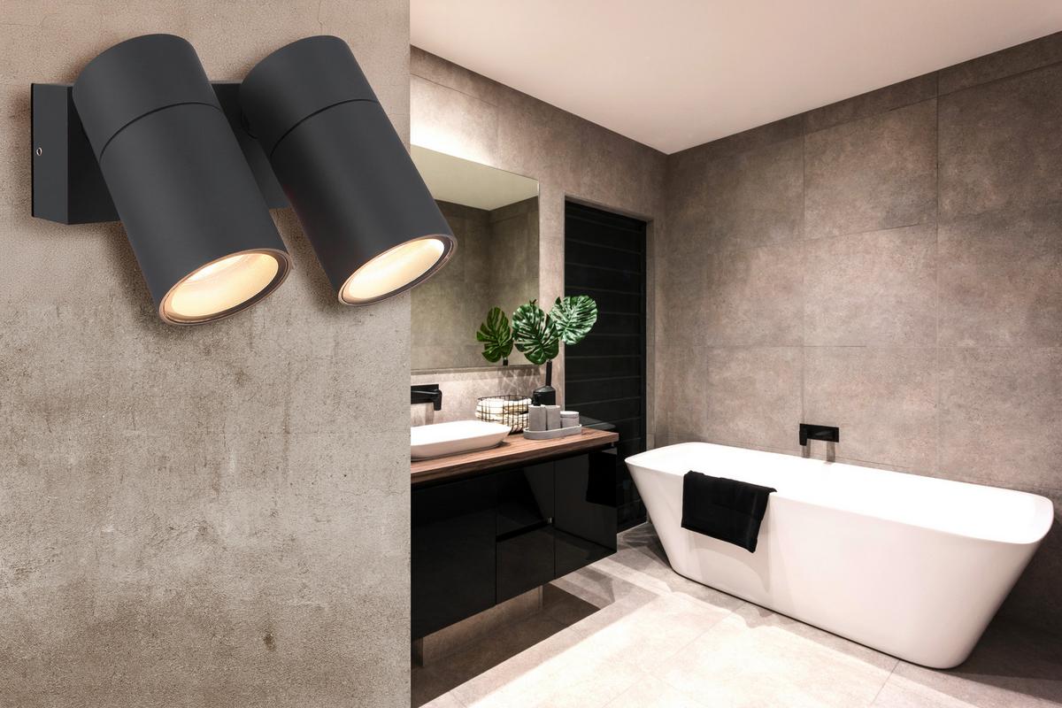 Außenleuchte 3209-2 - Klar/Anthrazit, Design, Glas/Kunststoff (15/10,5/11,8cm) - Globo