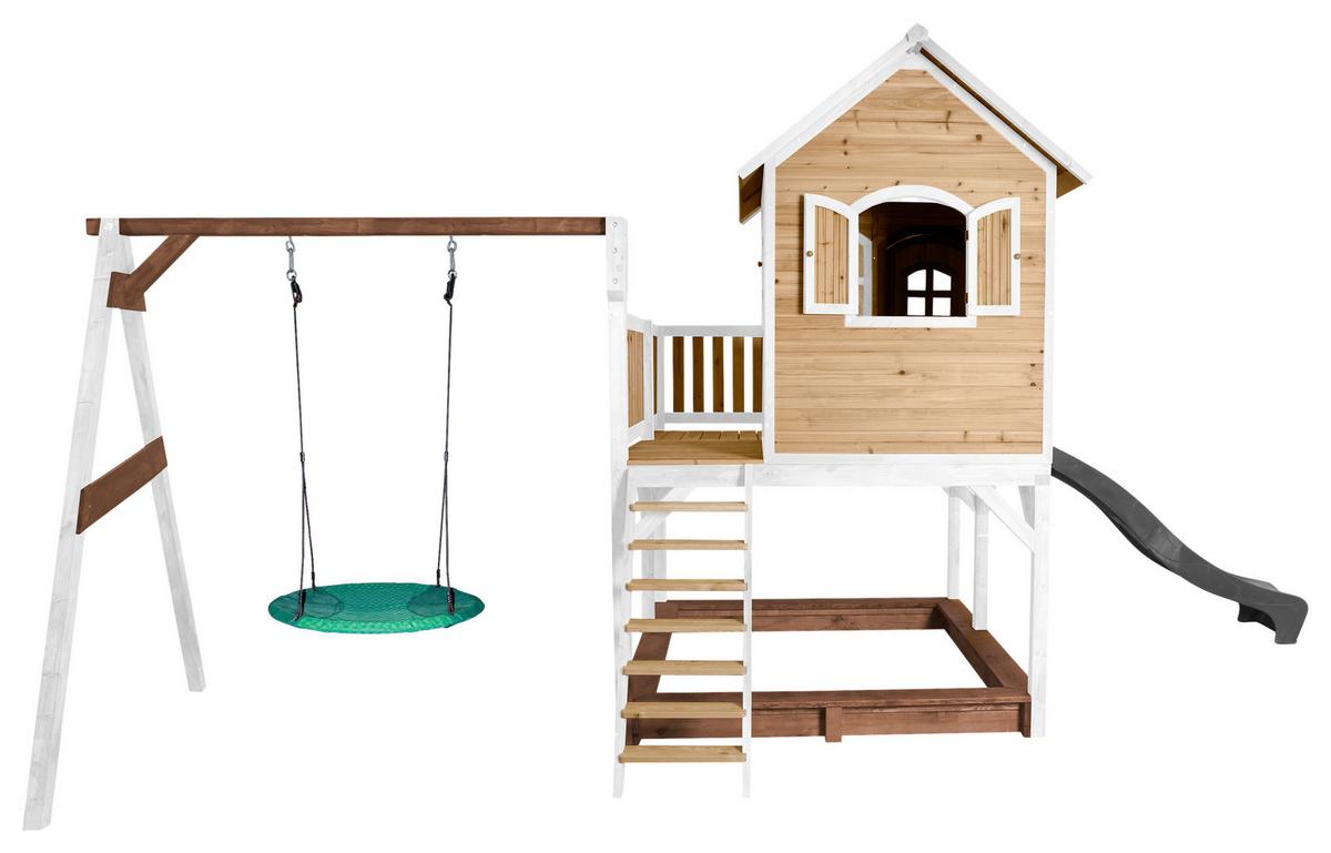 Spielturm A030.154.81 - Braun/Weiß, KONVENTIONELL, Holz (613/291/277cm) - Ambia Garden