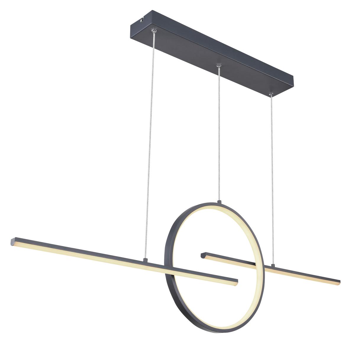 Led Függőlámpa 67121-50g - grafitszürke/opál, Design, műanyag/fém (124/10,5/150cm)