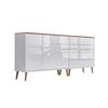 Sideboard Mailand 9 B:184,5cm Weiß/Eiche - Weiß Hochglanz/Eiche Artisan, MODERN, Holzwerkstoff (184,5/86/33cm) - MID.YOU