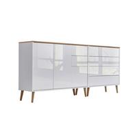 Sideboard Mailand 9 B:184,5cm Weiß/eiche - Weiß Hochglanz/Eiche Artisan, MODERN, Holzwerkstoff (184,5/86/33cm) - MID.YOU