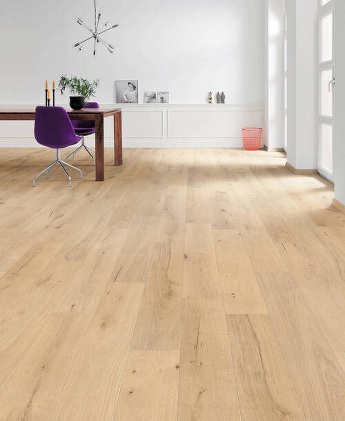 Parkettboden Eiche Hellbraun Landhausdiele Stärke 12mm - Hellbraun, Basics, Holzwerkstoff (18/108.5cm) - Living by HARO