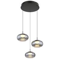 LED-Hängeleuchte 15744-3h Quintara - Schwarz, Design, Glas/Metall (49/80-150cm) - Globo