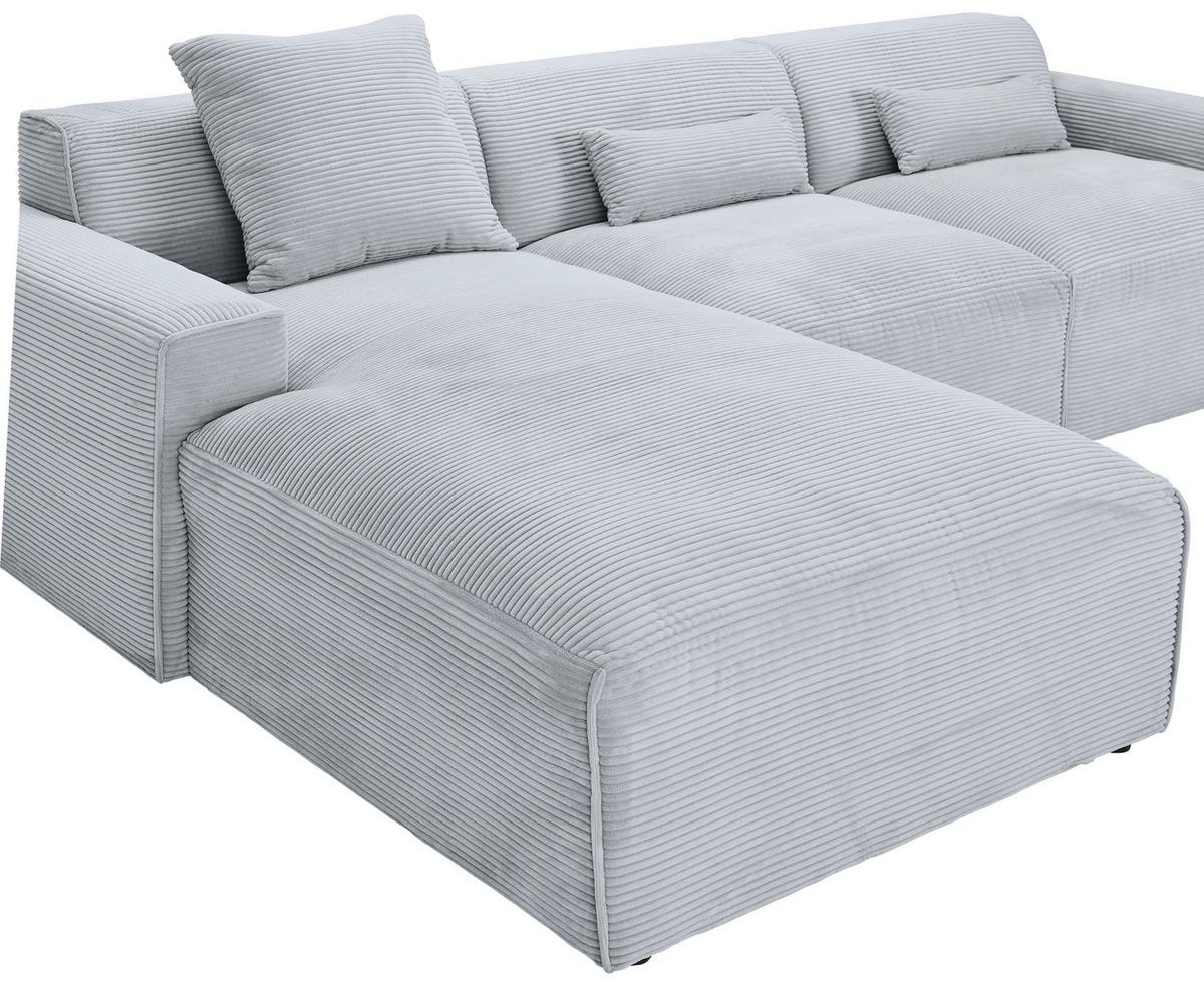 Ecksofa Mit Zierkissen Pearl Grau 196x303 Cm - Schwarz/Grau, Design, Textil (196/303cm) - Livetastic