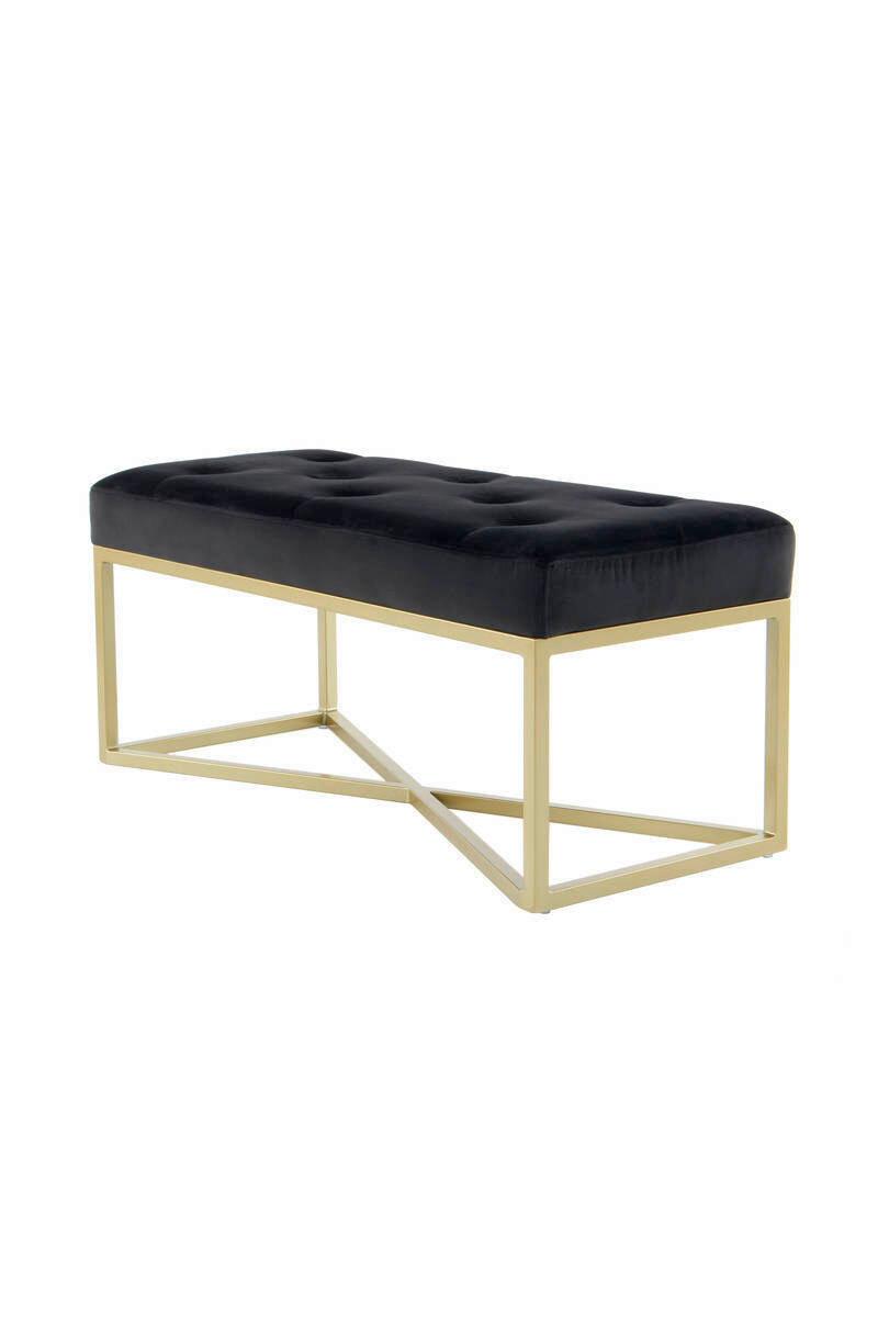 Dlhá taburetka BLACK - čierna/zlatá, Basics, kov/kompozitné drevo (90/40/40cm)