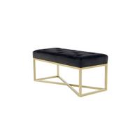 Dlhá taburetka BLACK - čierna/zlatá, Basics, kov/kompozitné drevo (90/40/40cm)