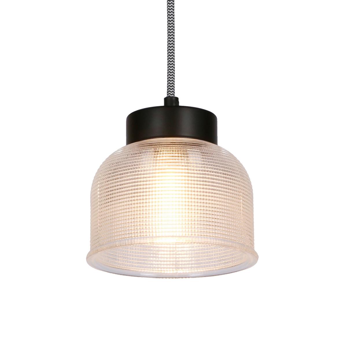 Pendelleuchte Liverpool - Transparent/Schwarz, Design, Glas/Metall (14.5/14.5/90cm)