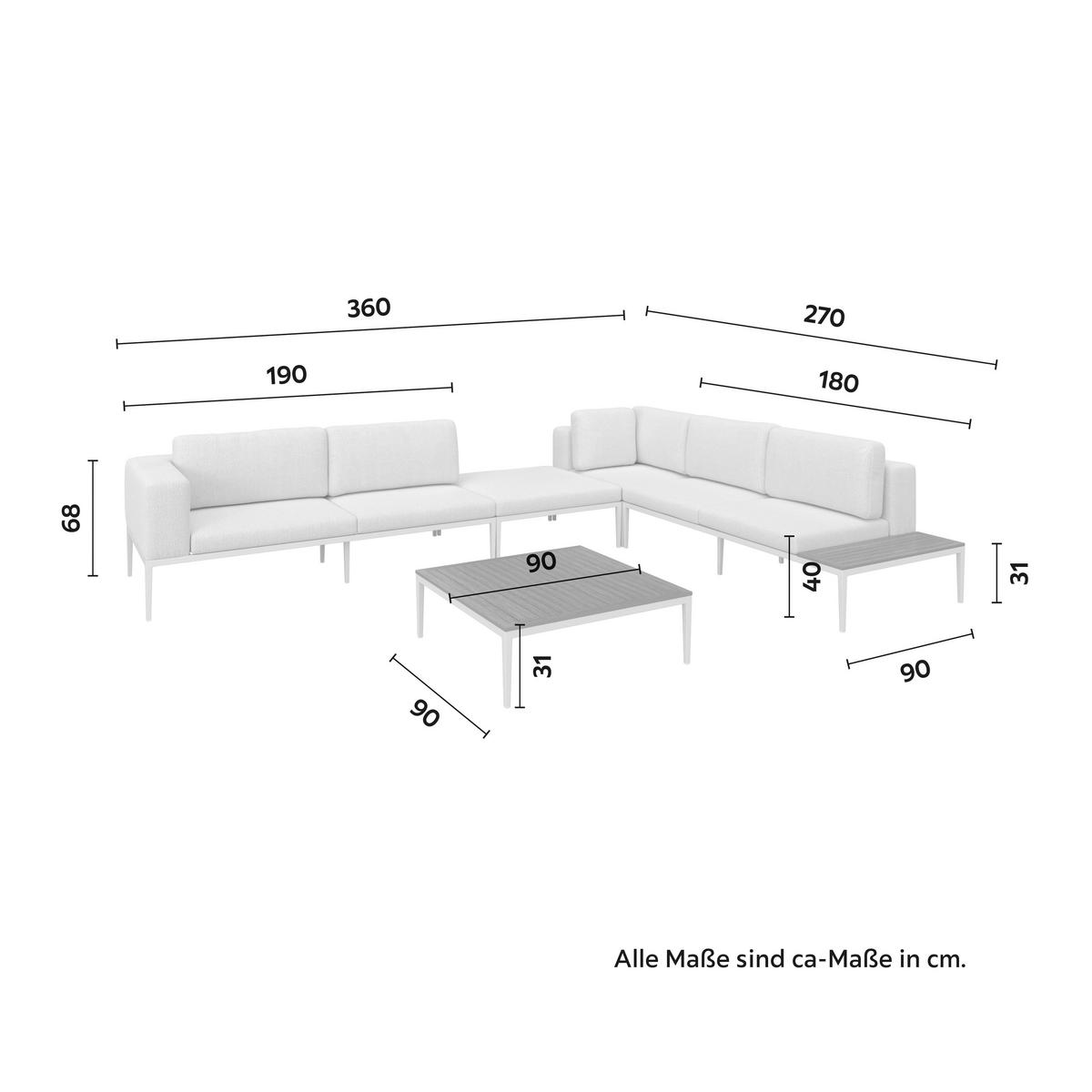 TERASOVÁ SEDACIA SÚPRAVA ÄNNA - krémová/prírodná farba, Modern, kov/textil (270/68/90cm) - Bessagi Garden