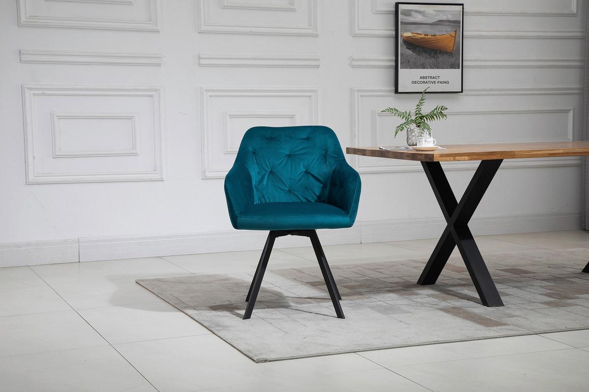 Armlehnstuhl Türkis B: 61 Cm - Türkis/Schwarz, MODERN, Textil/Metall (61/85/62cm) - Livetastic