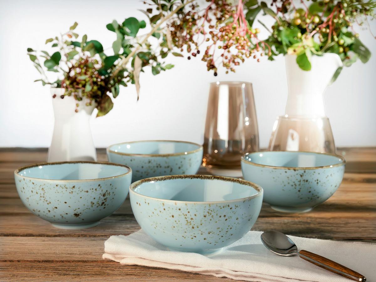 SADA MISEK NA OMÁČKU NATURE COLLECTION - pastelově modrá, Trend, keramika (11,5cm) - Creatable