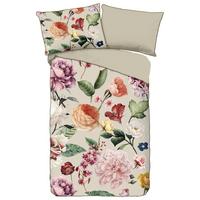 Wendebettwäsche 140x200 cm Fiori Sandfarben Blume - Sandfarben, Basics, Textil (140/200cm)