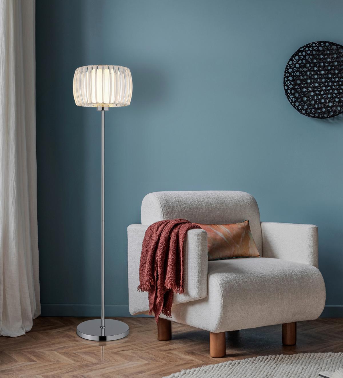 Stehleuchte Fußschalter - Klar/Opal, Design, Glas/Kunststoff (32,5/150cm) - Globo