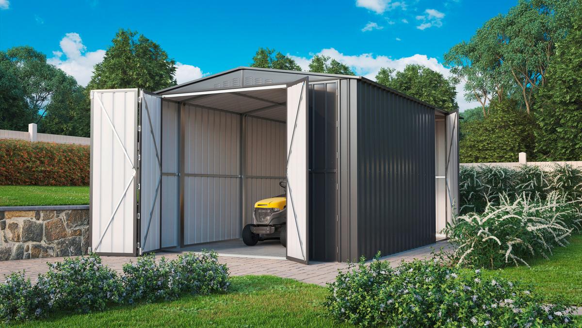 Premium-Gerätehaus Mit Satteldach - Anthrazit, Basics, Metall (308/224,6/465cm)