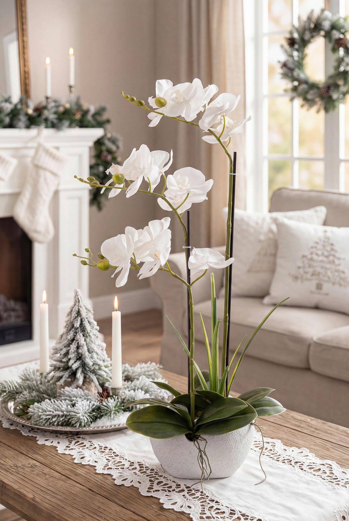 Műnövény Birgit Orchidea - fehér/zöld, Konventionell, műanyag/textil (33/12/60cm) - Luca Bessoni