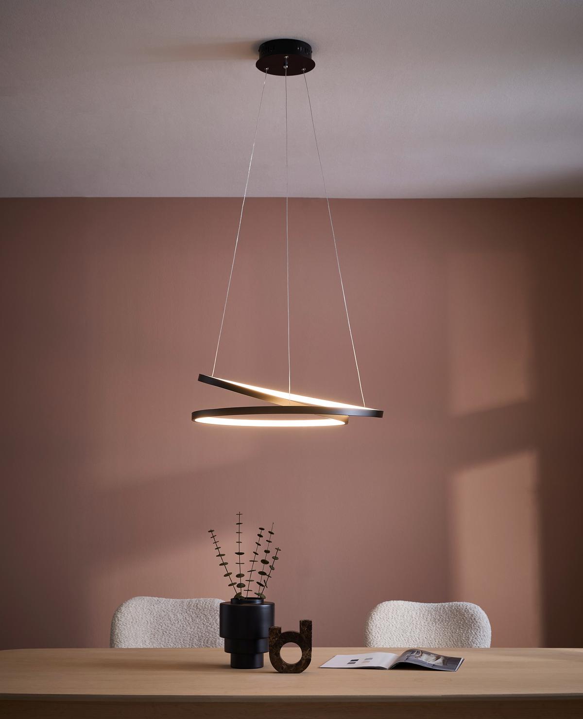 Led-hängeleuchte Roman H: 120 Cm 1-Flammig Dimmbar - Schwarz, Design, Kunststoff/Metall (60/60/100cm) - Paul Neuhaus