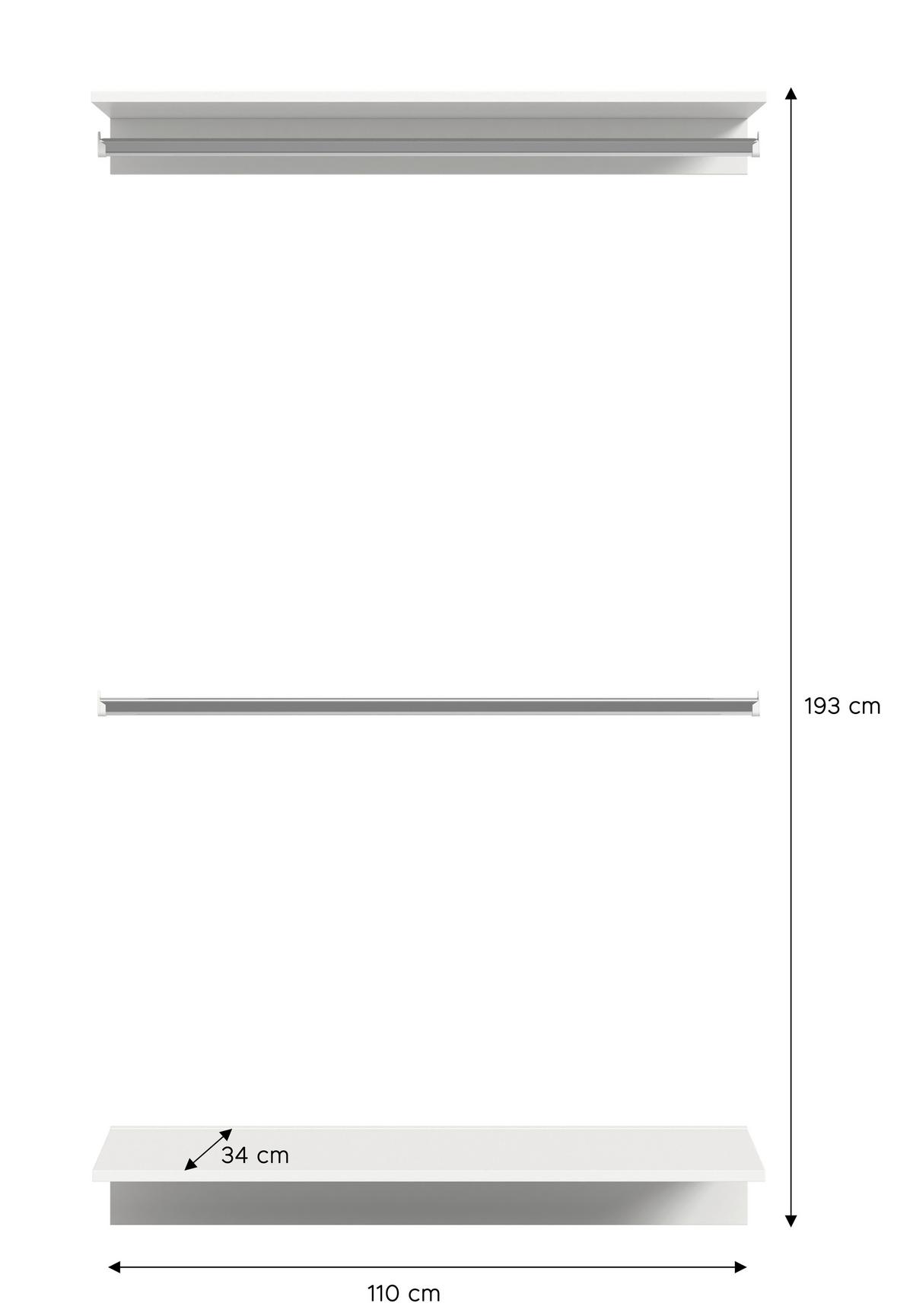 Garderobe Projekt X Weiß B: 110 Cm - Weiß Hochglanz/Weiß, Design, Holzwerkstoff (110/193/34cm) - Livetastic