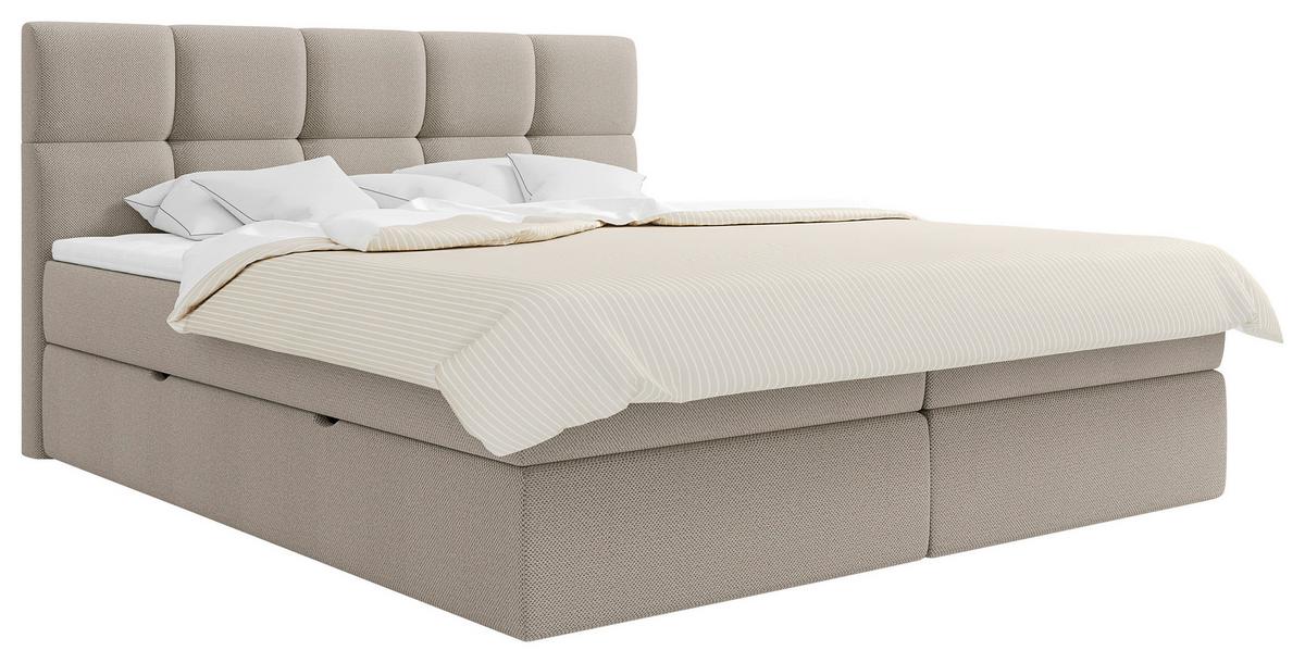 Boxbett Mit Topper & Bettkasten 160x200 Lorie - Beige/Schwarz, MODERN, Holz/Holzwerkstoff (160/200cm) - MID.YOU