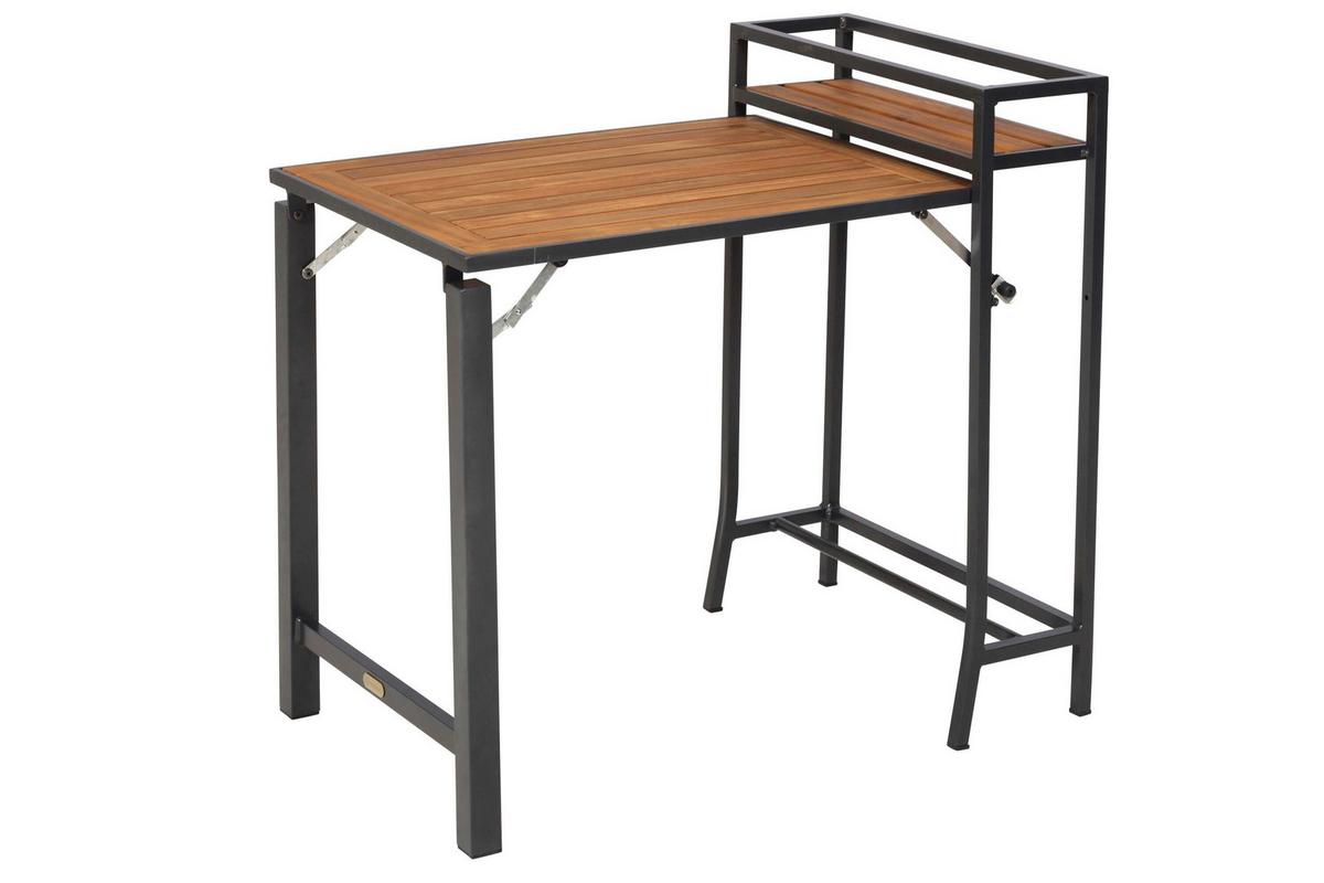 Gartentischgruppe 3tlg. Set - Graphitfarben/Naturfarben, KONVENTIONELL, Holz/Textil - Gardenson