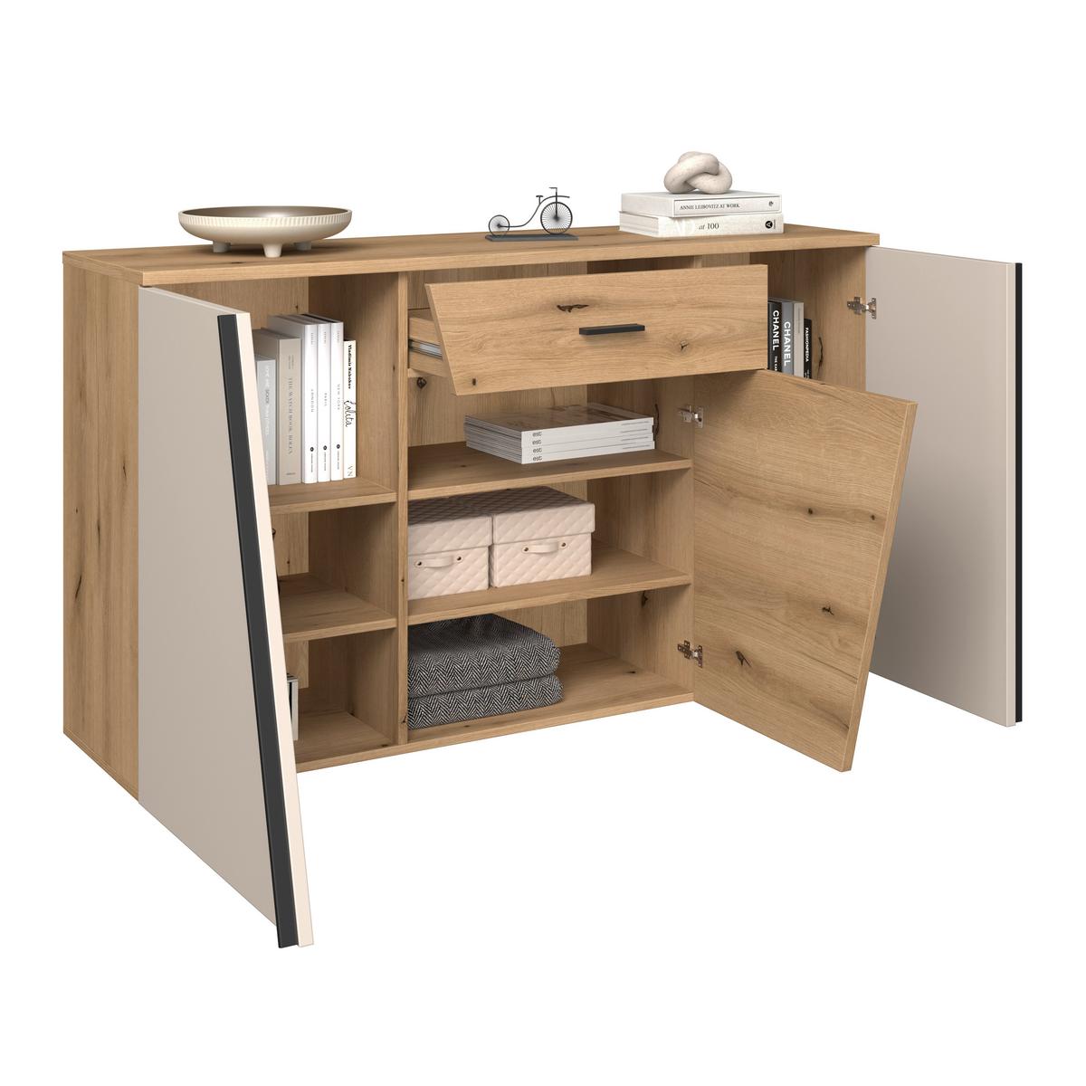Sideboard Venedig NEW Eichefarben/Kaschmir B: 150 cm - Kaschmir/Eichefarben, MODERN, Holzwerkstoff (150/87/40cm)