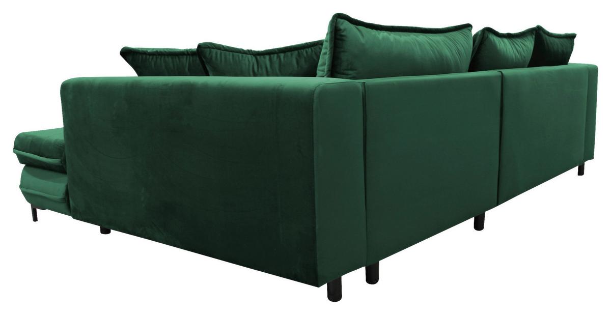 Ecksofa mit Schlaffunktion Bello Ottomane Rechts Grün - Schwarz/Grün, Design, Textil (277/187cm) - Livetastic