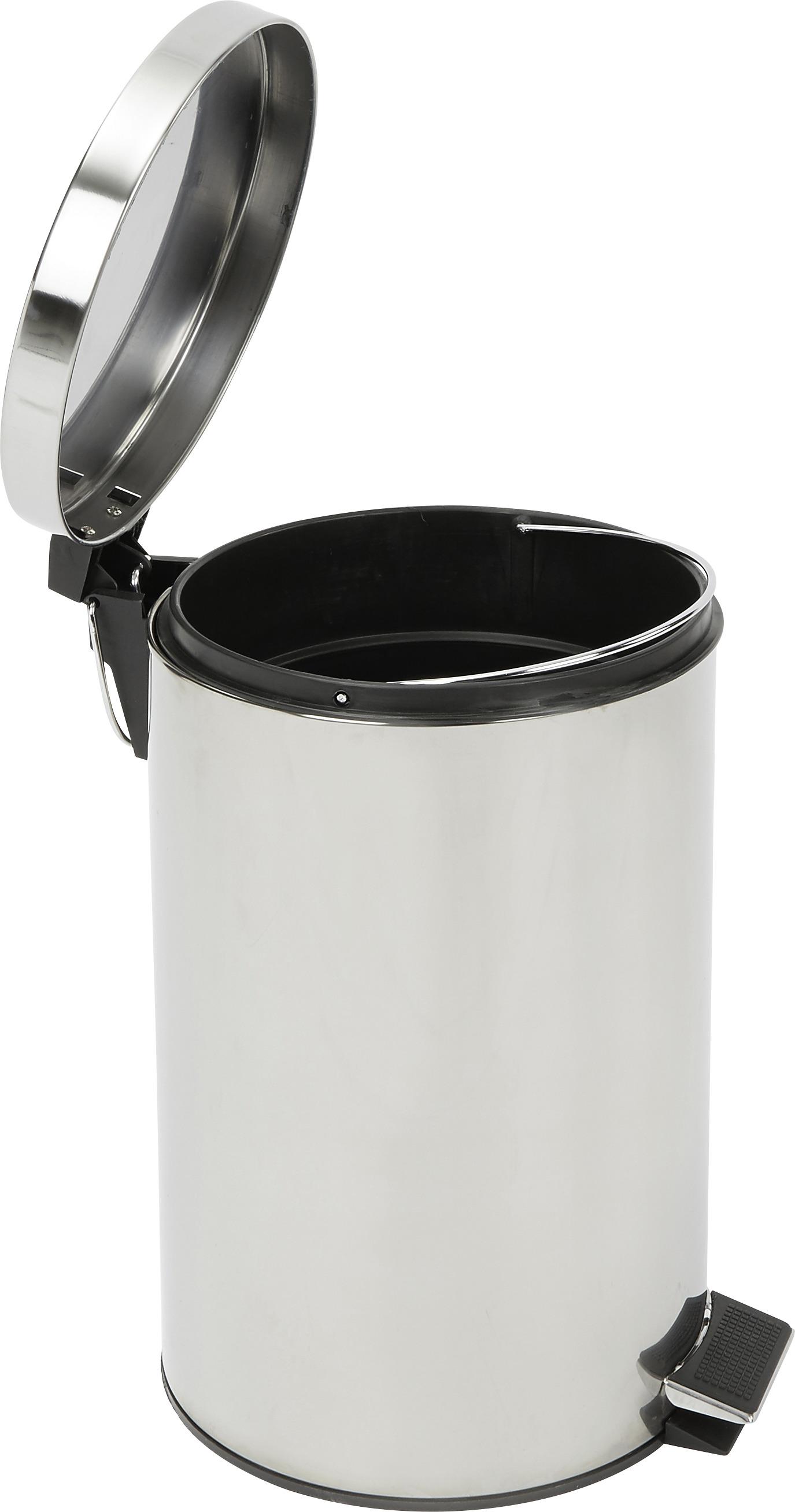 Treteimer Leonardo IIi 12 L Edelstahl/Chrom DxH: 25x39,5cm - Chromfarben/Schwarz, KONVENTIONELL, Kunststoff/Metall (25/39,5cm) - Homezone