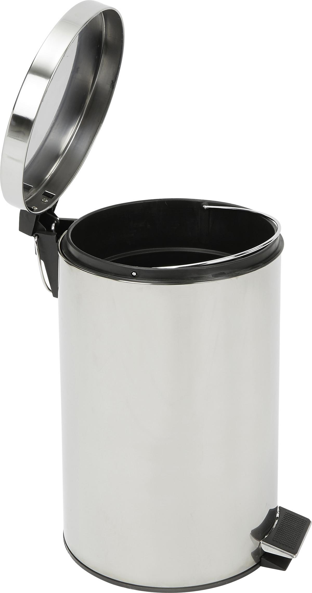 Treteimer Leonardo Iii 12 L Edelstahl/chrom Dxh: 25x39,5cm - Chromfarben/Schwarz, KONVENTIONELL, Kunststoff/Metall (25/39,5cm) - Homezone