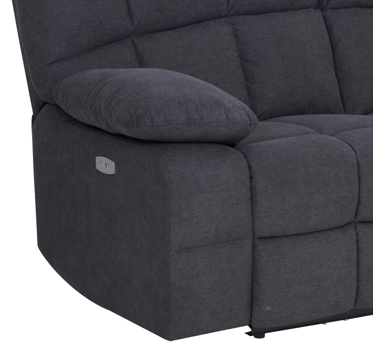 Dvojmiestna pohovka BOLTON, sivá, el.relaxačná funkcia - sivá, Basics, kov/drevo (168/103,5/96,5cm)