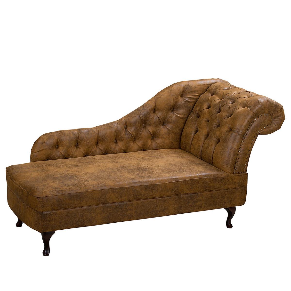 Récamiere Pako Cognac B: 185cm - Cognac/Braun, Design, Textil (185/93/75cm) - Livetastic