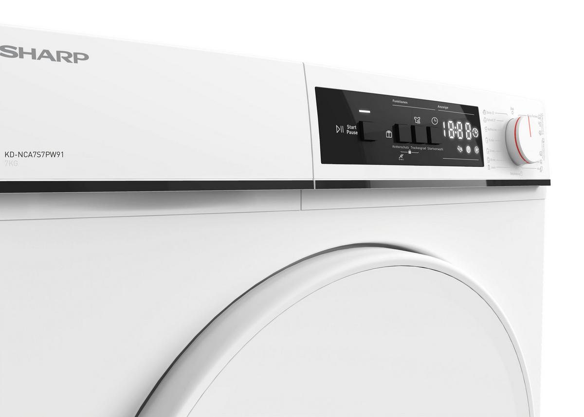 Trockner Kd-Nca7s7pw91-De - Weiß, Basics, Metall (59.6/84.5/52.3cm) - Sharp