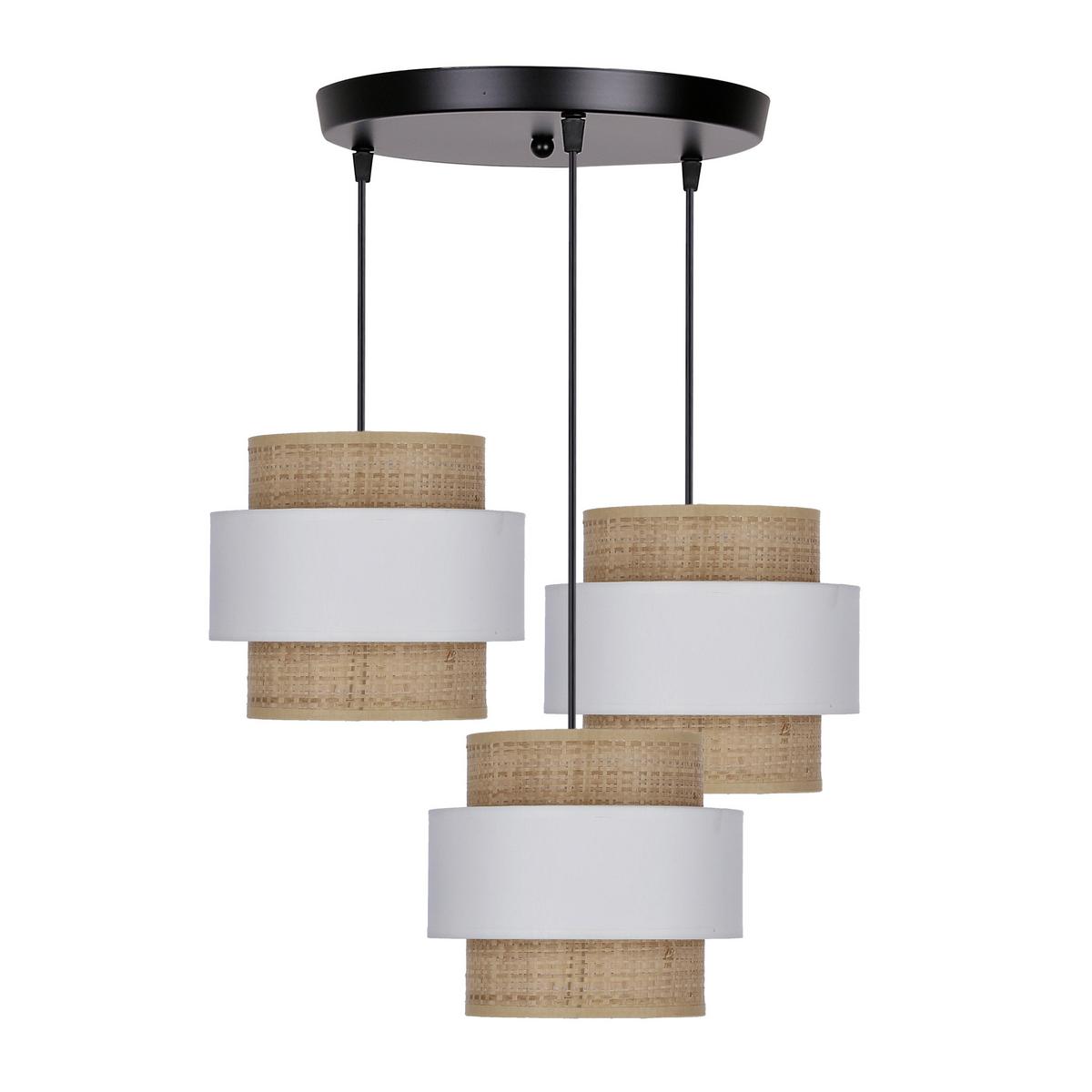 Pendelleuchte 33-18212 Rattan - Creme/Schwarz, Natur, Kunststoff/Metall (45/45cm)